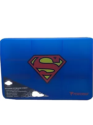 Performa Superman Vitamin Storage Chest Pill Container Case Holds Up To 800 Pill • $4.95