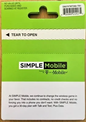 Simple Mobile $40 PLAN REFILL CARD  RE UP TOP UP - 6GB 4G FREE SHIPPING  • $80