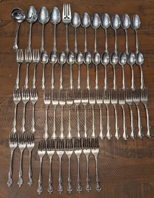 54 X Ecko Eterna Regal Rose Japan Stainless Flatware Forks Spoons Serving  • $75.99