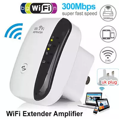 WiFi Signal Extender Range Repeater Booster 300Mbps Internet Amplifier UK Plug • £9.69