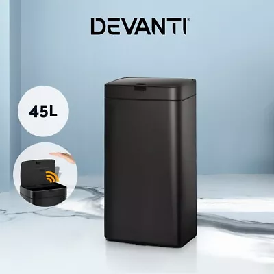 Devanti 45L Motion Sensor Bin Rubbish Automatic Trash Can Kitchen Black • $74.95