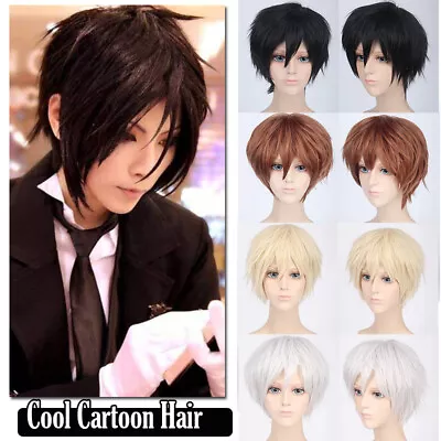US Men Male Short Full Wigs Boys Anime Cosplay Costume Party Synthetic Hair Wig • $14.16