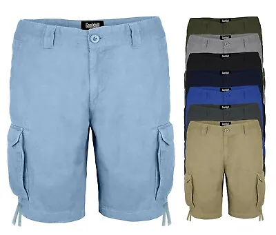 New Men's Cargo Shorts 6 Pockets Casual Work Cotton Summer Half Pant Waist 32-44 • £14.99