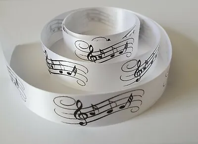 Music Note Ribbon 25mm Wide Various Lengths/colours Cake Ribbon Gift Wrap Crafts • £1.50