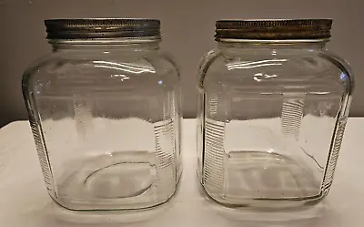 Vintage Large  Glass Square Ribbed Jars • $75