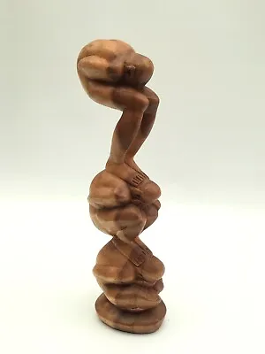 Abstract Yogi Triple Wood Carving Figurative Art Handcraft Decor Display Trinity • $35