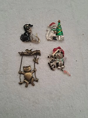 $16 • Buy Vintage Cat Pin Lot Jj Ajmc