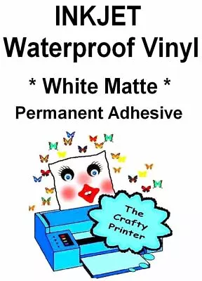 INKJET Waterproof PERMANENT Adhesive Decal Vinyl - 2 Sheets - MATTE WHITE • $4.45