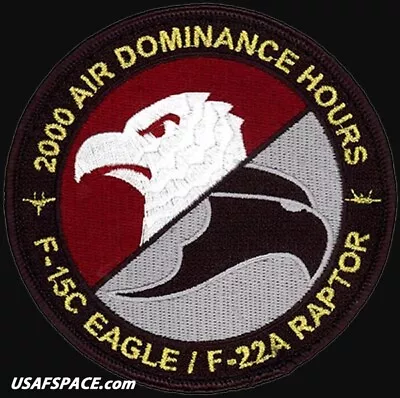 Usaf F-15c Eagle / F-22a Raptor - 2000 Air Dominance Hours - Original Vel Patch • $11.95