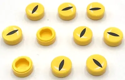 Lego 10 New Yellow Tiles Round 1 X 1 W/ Eye Black Slits Pupil White Crescents • $3.99