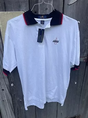 Coca Cola Shirt Mens Large White Embroidered Coke Logo Soda Vintage Polo NWT XL • $1