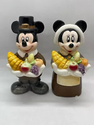 Disney Thanksgiving Pilgrims Mickey & Minnie Mouse Salt & Pepper Shakers • $24.99