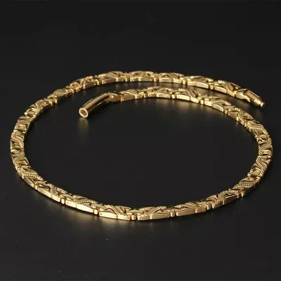 $38.99 • Buy Gold Magnetic Super Strong Therapy Chain Energy Necklace +Gift Box Health Care
