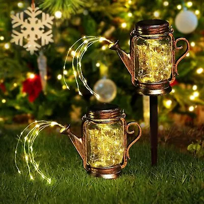 2-PACK Solar Watering Can LED Light Garden Waterproof Kettle Yard Art Lamp Decor • $15.98