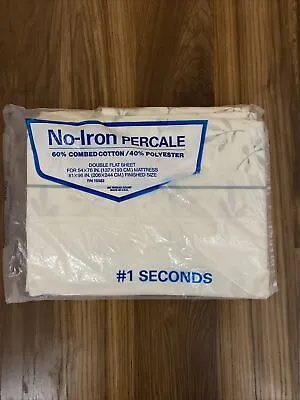 No-Iron Percale Double Flat Sheet Vintage #1 Seconds New Old Stock • $21.99