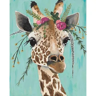 Flower Giraffe Oil Paint By Numbers DIY Canvas Wall Art Picture Craft Home Decor • $25.18