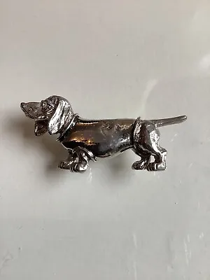 Sweet Dog Brooch Silver Colour Bassett Dachshund Cocker Spaniel. Vintage • £10
