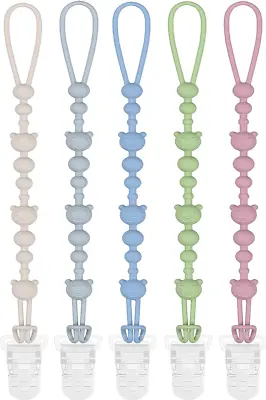 Pacifier Clip 5 Pack Silicone Pacifier Holder Clip With Safety Plastic ClipBaby • $8.60