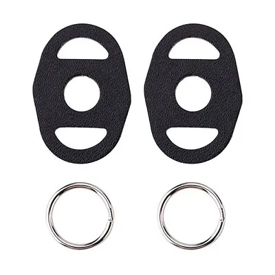 2 X Round Split Ring Connectors For Camera Strap. With Leather D-Ring Protectors • £3.99