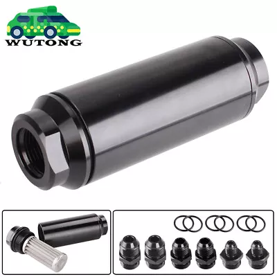 Inline Fuel Filter High Flow 60 Micron Cleanable 6AN 8AN 10AN Adapter Universal • $23.99