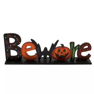 Halloween Table Decor Beware Letters Pumpkin Sign Party Desktop Ornament • £6.32