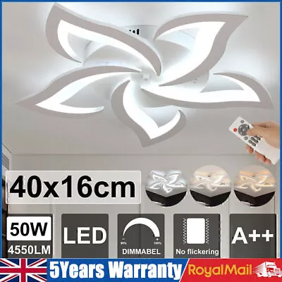 LED Modern Chandelier White Frame Ceiling Light Living Room Pendant Lights Lamp • £36.99