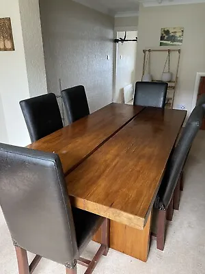 £300 • Buy Solid Mango Dark Wood Dining Table With 6 Leather Dining Chairs