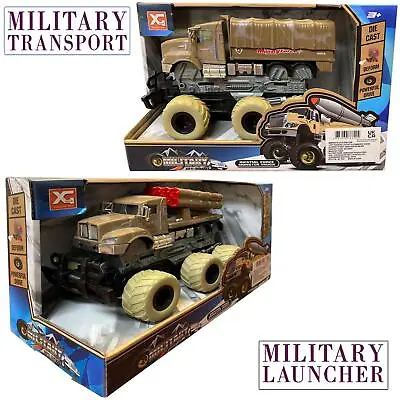 Off Road Military Army Truck Lorry Friction Power Pull Back Go Diecast Toy Gift • $29.03