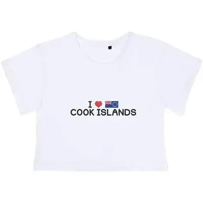 'I Love Cook Islands' Women's Cotton Crop Tops (CO033652) • $15.15