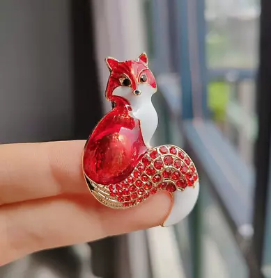 Wholesale Crystal Fox Animal Brooch Pin Enamel Breastpin Women Men Jewelry Gift • $8.48