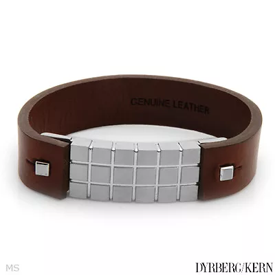 DYRBERG/KERN Of DENMARK! New Bracelet Made Of Stainless Steel And Brown Leather • $49.99