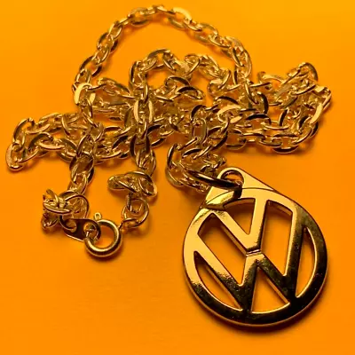 $11.95 • Buy VOLKSWAGEN LOGO VINTAGE 1970's VW BUG BUS METAL 18  NECKLACE NOS SILVER COLOR