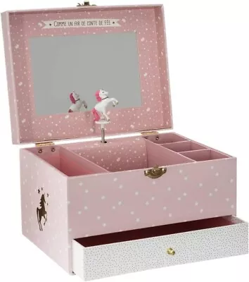 Musical Jewellery Box For Girls Music Box Trinket Storage Box UNICORN PINK • £14