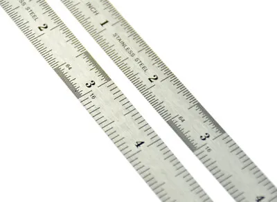 2pc 6  Pocket Metal Steel Measuring Scale Ruler Set Metric & SAE 1/2  Wide • $6.99