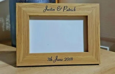 £9.29 • Buy Personalised Wooden Photo Frame For Weddings, Civil Partnership, Engagement