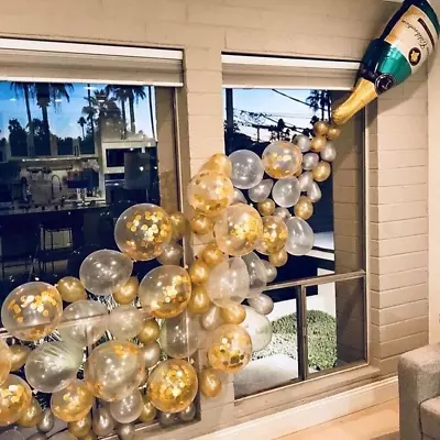 Champagne Bottle Balloon Garland Arch Kit Happy New Year Years Decorations Gol • $27.99