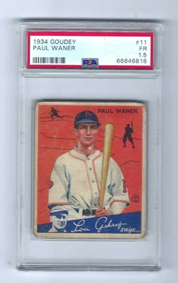 $135 • Buy 1934 Goudey #11 Paul Waner HOF Pirates PSA 1.5 Fair