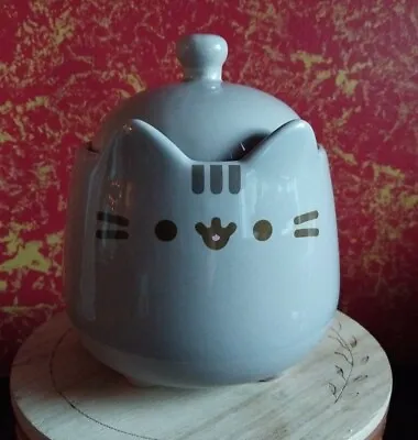 PUSHEEH The CAT Medium Grey Hello Kitty Lidded Ceramic Treat Canister Cookie Jar • $70