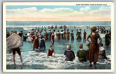 Pablo Beach Florida FL - Surf Bathers - Vintage Postcard - Unposted • $8.49