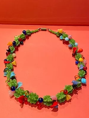 Vintage Venetian Murano Glass Multi Color (mid 1900s) Cluster Necklace. • $350