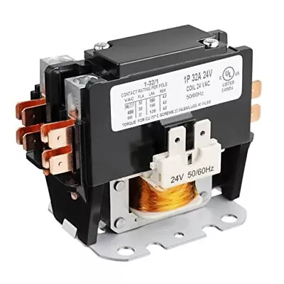 1 Poles FLA 32 Amp Coil 24 VAC Air Conditioner Condenser Compressor Contactor... • $23.41