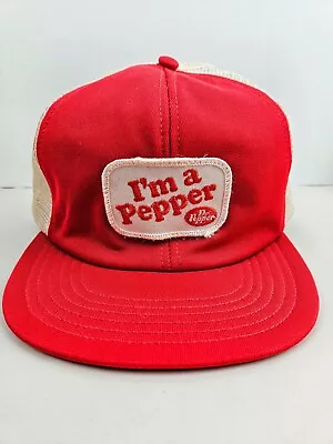 Vintage Dr Pepper Soda Pop Patch Trucker Hat Snapback Dad Cap • $39