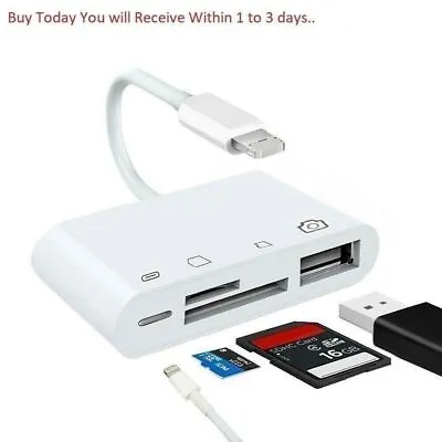 8 Pin To SD Memory Card Reader USB OTG Adapter For IPhone 13 12 11 X XR XS IPad • £6.99