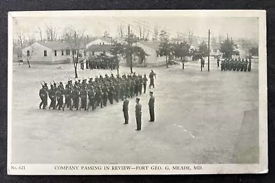 Vintage COMPANY PASSING IN REVIEW - FORT GEO. G. MEADE MD. Postcard • $2.99