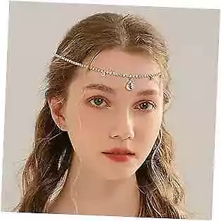  Bridal Rhinestone Forehead Head Chain Boho Crystal Teardrop Headpiece Wedding  • $18.95