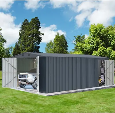 20 X 13 FT Outdoor Gray Storage Shed Large Tool Sheds Storage House Heavy Duty • $439.99