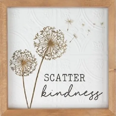 P. Graham Dunn Scatter Kindness Dandelion 12.25x12.25  Pine Wood Framed Textured • $29.92