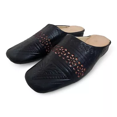 Vrai Cuir Moroccan Handmade Tooled Leather Slippers Sz 41 But Fits American 8.5  • $24