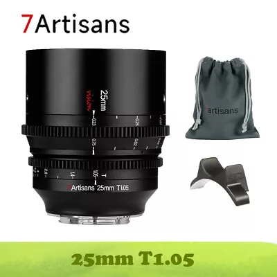 7 Artisans 25mm 35mm 50mmT1.05 APS-C MF Cine Lens For FujiSonyM43Canon RF  • $404.80