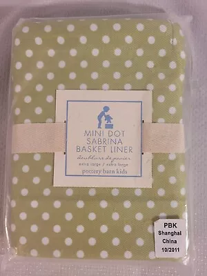 NIP Pottery Barn Kids Sabrina Basket Liner Size Large Lime Green & White Polka D • $12.50